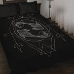 Black And White Pisces Sign Print Quilt Bed Set