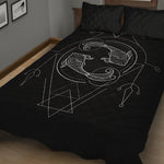Black And White Pisces Sign Print Quilt Bed Set