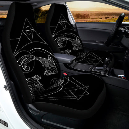 Black And White Pisces Sign Print Universal Fit Car Seat Covers