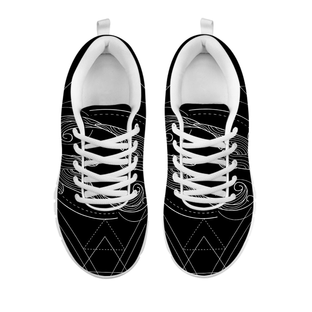 Black And White Pisces Sign Print White Sneakers