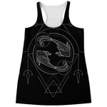 Black And White Pisces Sign Print Women's Racerback Tank Top