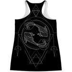 Black And White Pisces Sign Print Women's Racerback Tank Top