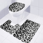 Black And White Pixel Pattern Print 3 Piece Bath Mat Set