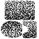 Black And White Pixel Pattern Print 3 Piece Bath Mat Set