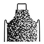 Black And White Pixel Pattern Print Apron