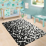 Black And White Pixel Pattern Print Area Rug
