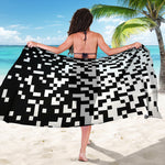 Black And White Pixel Pattern Print Beach Sarong Wrap