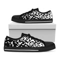 Black And White Pixel Pattern Print Black Low Top Sneakers
