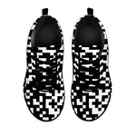 Black And White Pixel Pattern Print Black Sneakers