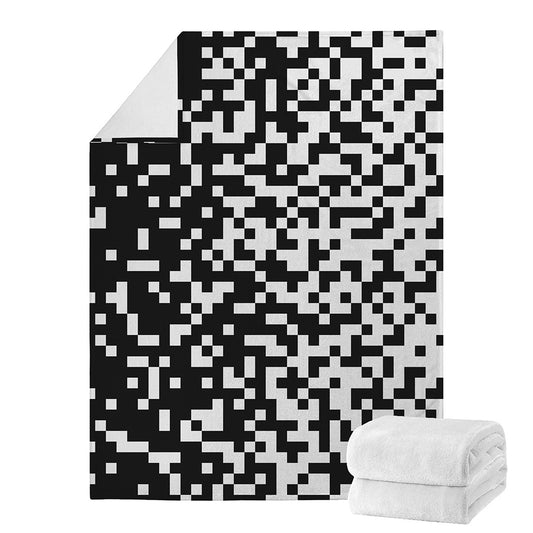 Black And White Pixel Pattern Print Blanket