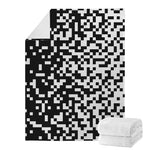 Black And White Pixel Pattern Print Blanket