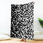 Black And White Pixel Pattern Print Blanket