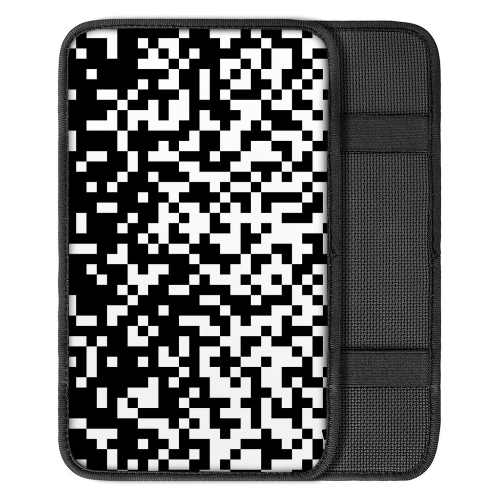 Black And White Pixel Pattern Print Car Center Console Cover