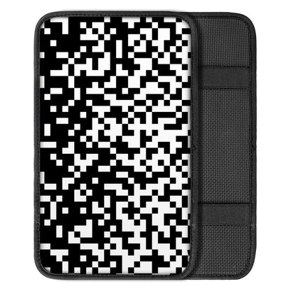 Black And White Pixel Pattern Print Car Center Console Cover