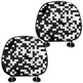 Black And White Pixel Pattern Print Car Headrest Covers