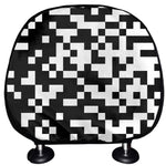 Black And White Pixel Pattern Print Car Headrest Covers