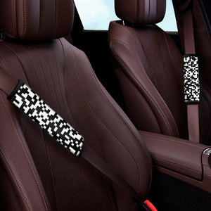Black And White Pixel Pattern Print Car Seat Belt Covers