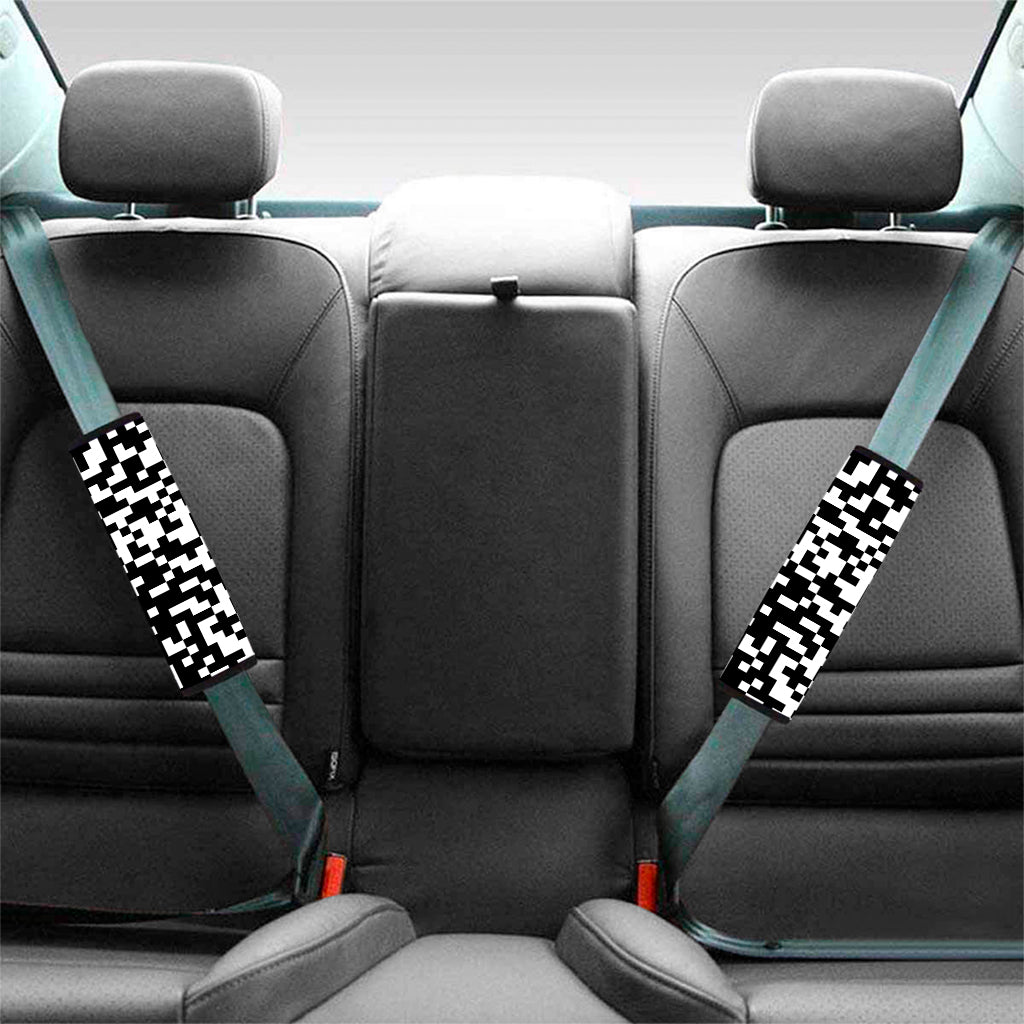 Black And White Pixel Pattern Print Car Seat Belt Covers