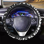 Black And White Pixel Pattern Print Car Steering Wheel Cover