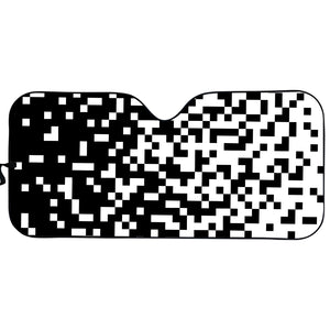 Black And White Pixel Pattern Print Car Sun Shade