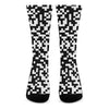 Black And White Pixel Pattern Print Crew Socks