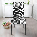 Black And White Pixel Pattern Print Dining Chair Slipcover