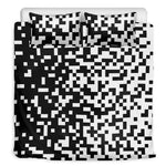 Black And White Pixel Pattern Print Duvet Cover Bedding Set