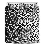 Black And White Pixel Pattern Print Duvet Cover Bedding Set