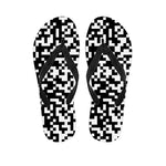 Black And White Pixel Pattern Print Flip Flops
