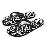 Black And White Pixel Pattern Print Flip Flops