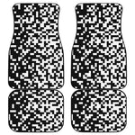 Black And White Pixel Pattern Print Front and Back Car Floor Mats
