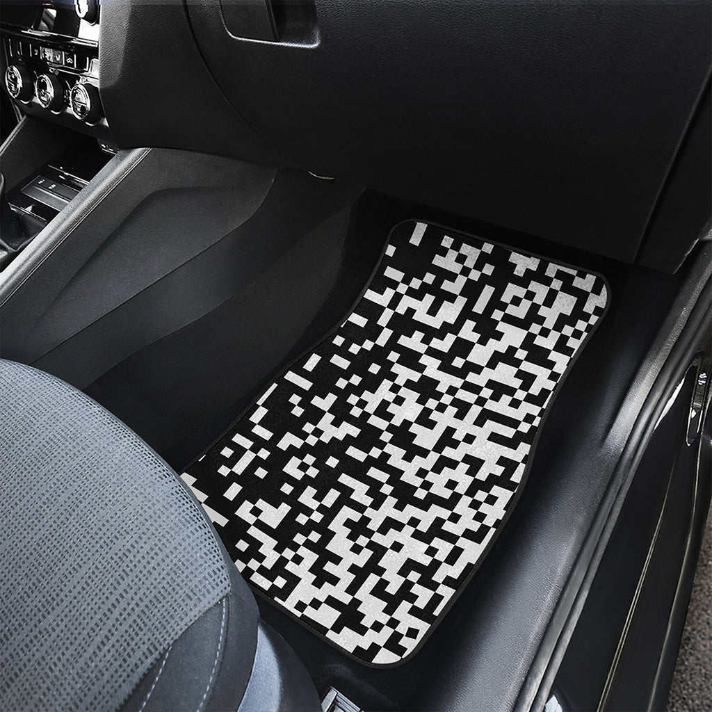 Black And White Pixel Pattern Print Front and Back Car Floor Mats