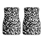 Black And White Pixel Pattern Print Front Car Floor Mats