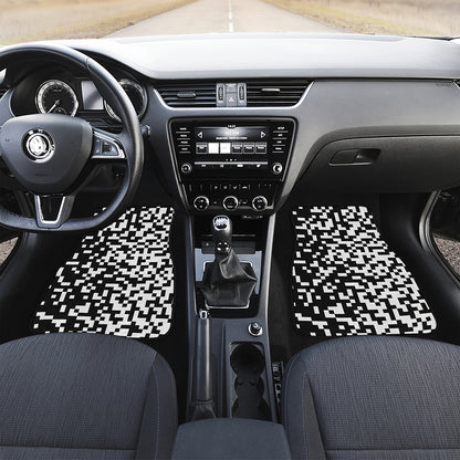 Black And White Pixel Pattern Print Front Car Floor Mats