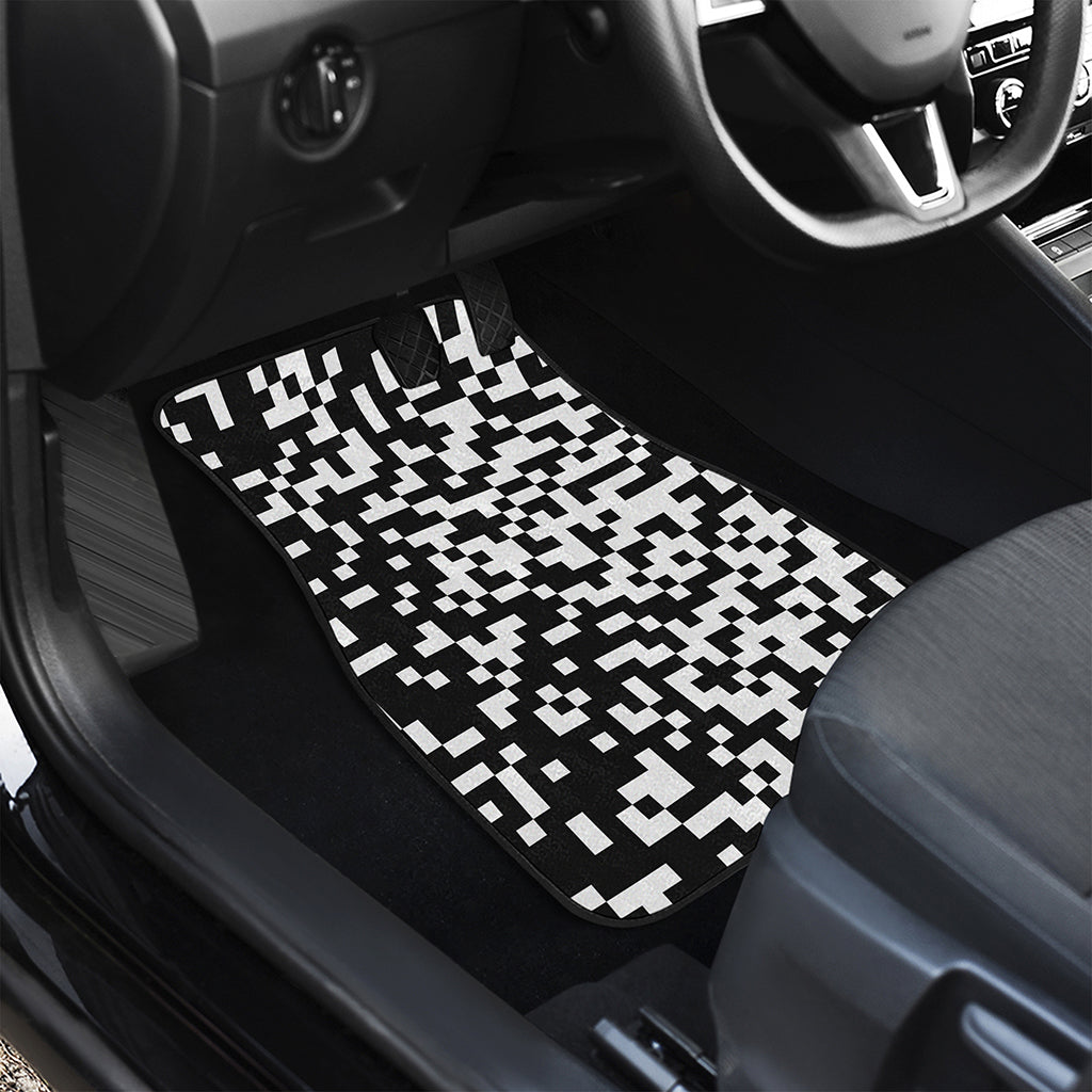 Black And White Pixel Pattern Print Front Car Floor Mats