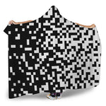 Black And White Pixel Pattern Print Hooded Blanket