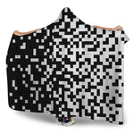 Black And White Pixel Pattern Print Hooded Blanket