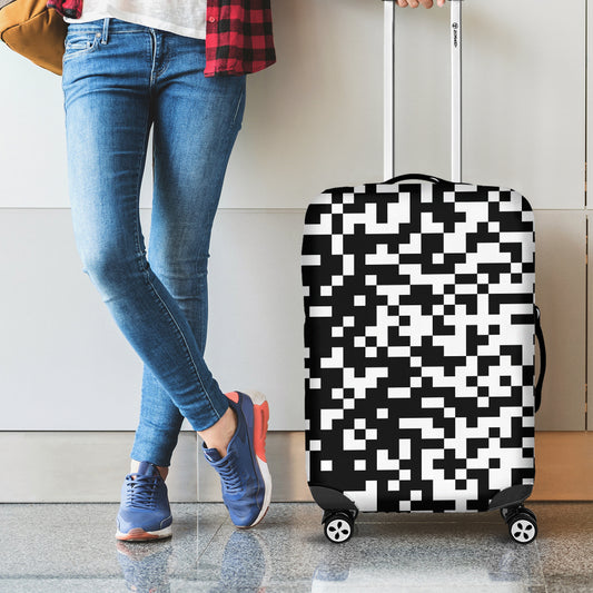 Black And White Pixel Pattern Print Luggage Cover