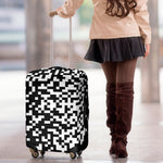 Black And White Pixel Pattern Print Luggage Cover