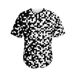 Black And White Pixel Pattern Print Men's Baseball Jersey