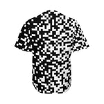 Black And White Pixel Pattern Print Men's Baseball Jersey