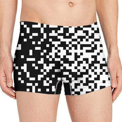 Black And White Pixel Pattern Print Men's Boxer Briefs