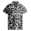 Black And White Pixel Pattern Print Men's Short Sleeve Shirt