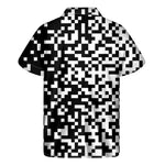 Black And White Pixel Pattern Print Men's Short Sleeve Shirt