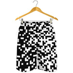 Black And White Pixel Pattern Print Men's Shorts