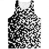 Black And White Pixel Pattern Print Men's Tank Top