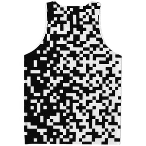Black And White Pixel Pattern Print Men's Tank Top