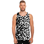Black And White Pixel Pattern Print Men's Tank Top