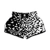 Black And White Pixel Pattern Print Muay Thai Boxing Shorts