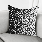 Black And White Pixel Pattern Print Pillow Cover